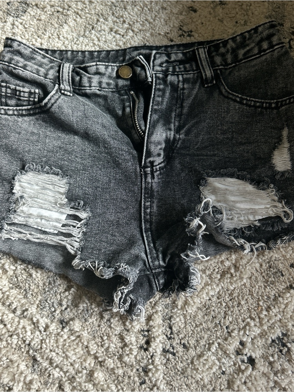 SHEIN Black Distressed High-Rise Jean Shorts